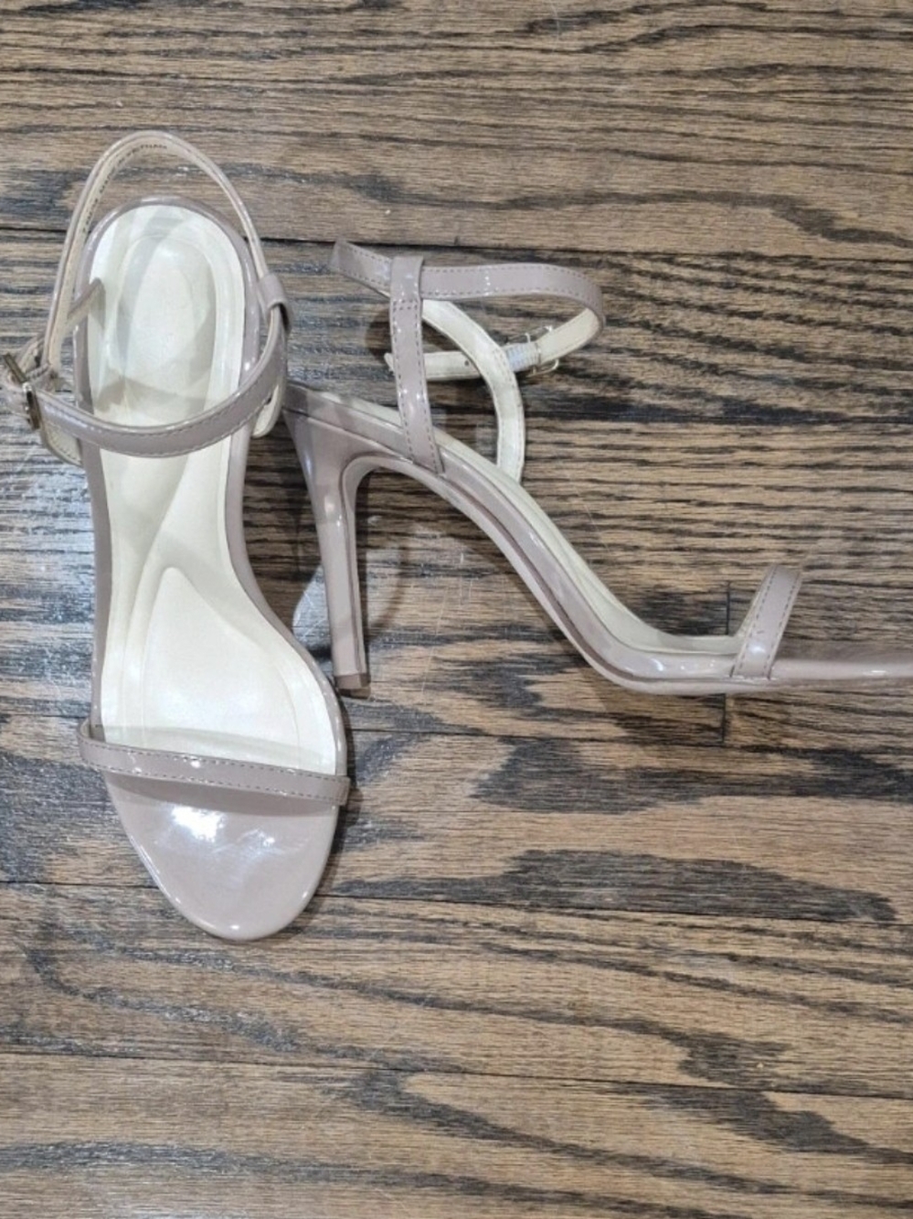 Jessica Simpson Nude Patent Stiletto Ankle-Strap Sandals